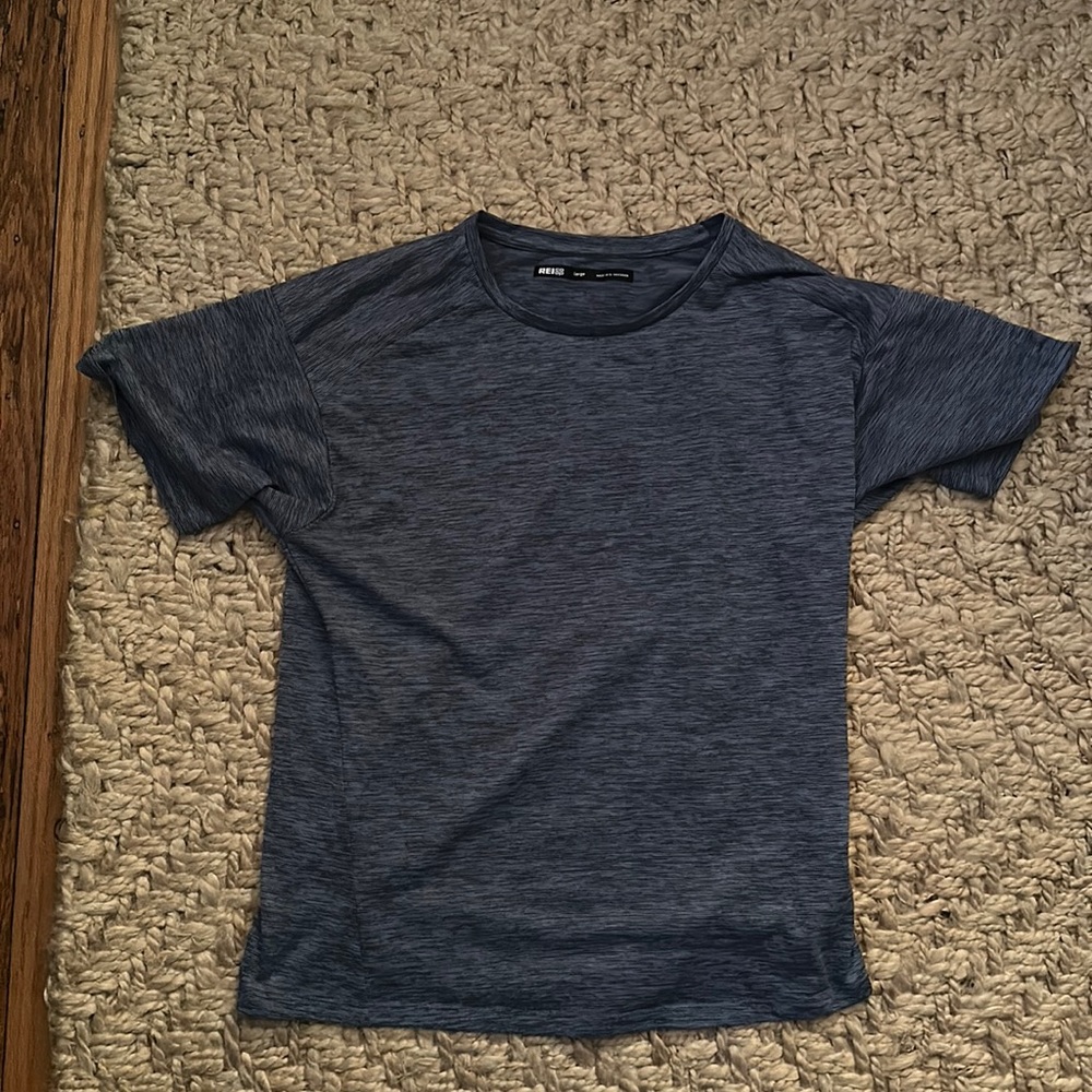 REI Blue Striped exercise shirt/top